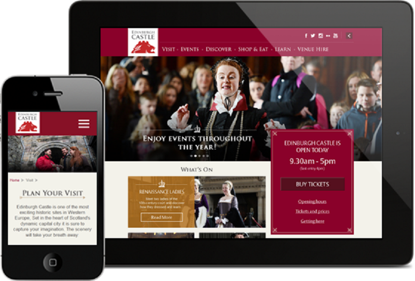 The new Edinburgh Castle website on tablet and mobile devices