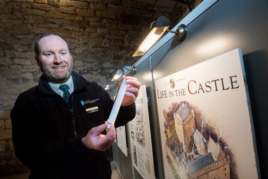 Finlay Lumsden, Monument Manager and Green Champion with new LED lighting at Castle Campbell
