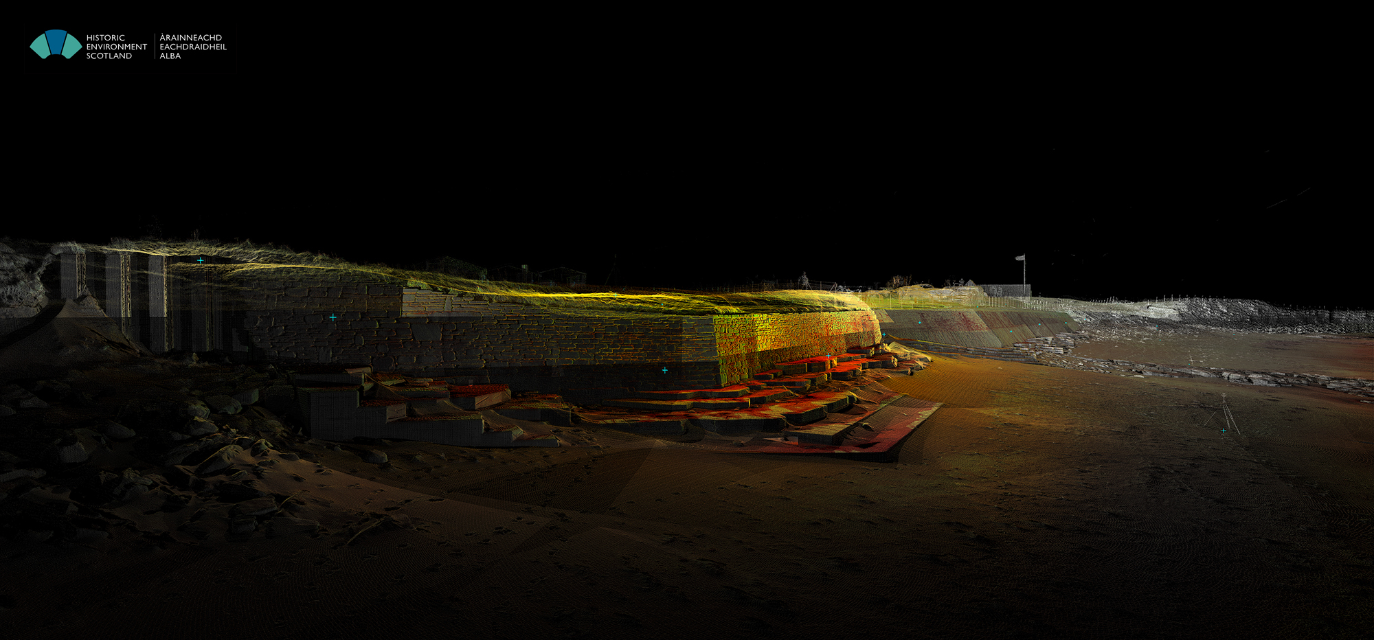 Point cloud image from the NE end of the sea wall, looking along the beach towards the West.