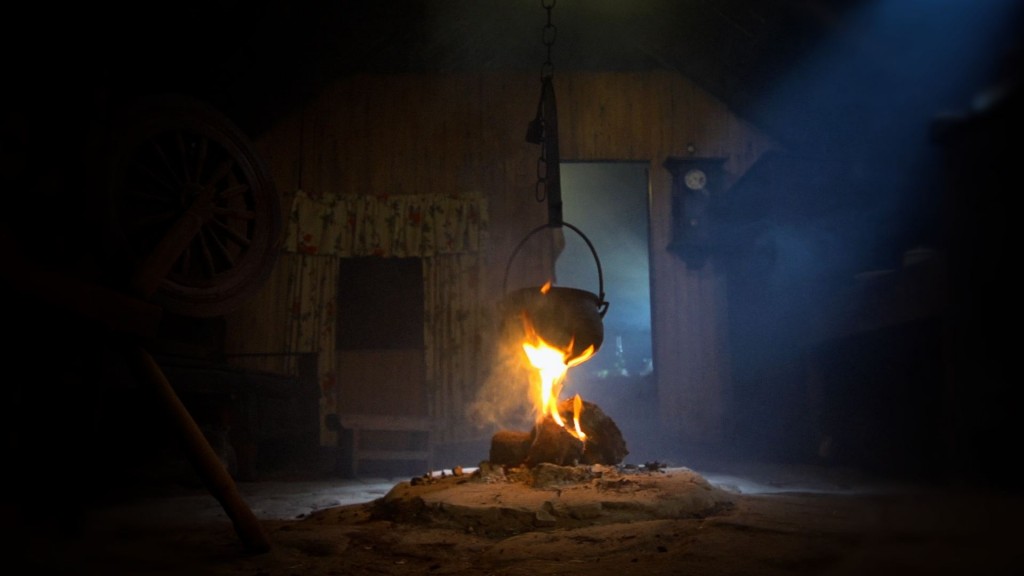 A peat fire burning inside Arnol blackhouse