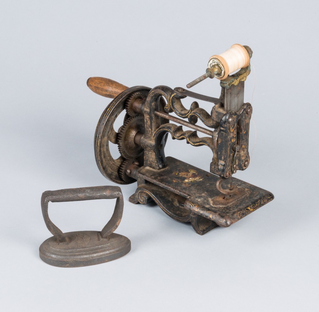 A sewing machine and an iron