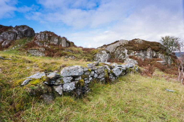 General view of Dunadd Hill Fort, a well-preserved hill fort that was a stronghold of Dalriada, the kingdom of the Scotti. 