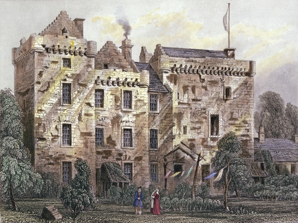 an engraving of huntingtower castle