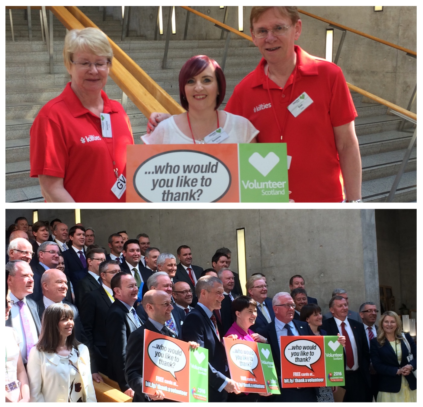 Suzanne at the Scottish parliament with Volunteer Scotland
