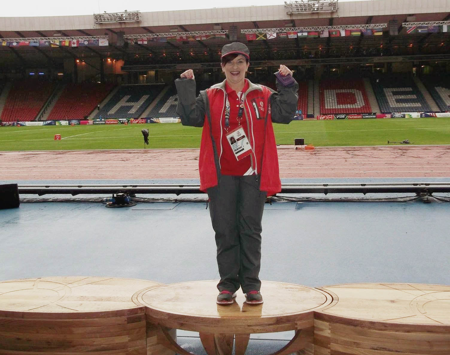 Suzanne on the podium at the Glasgow Commonwealth Games
