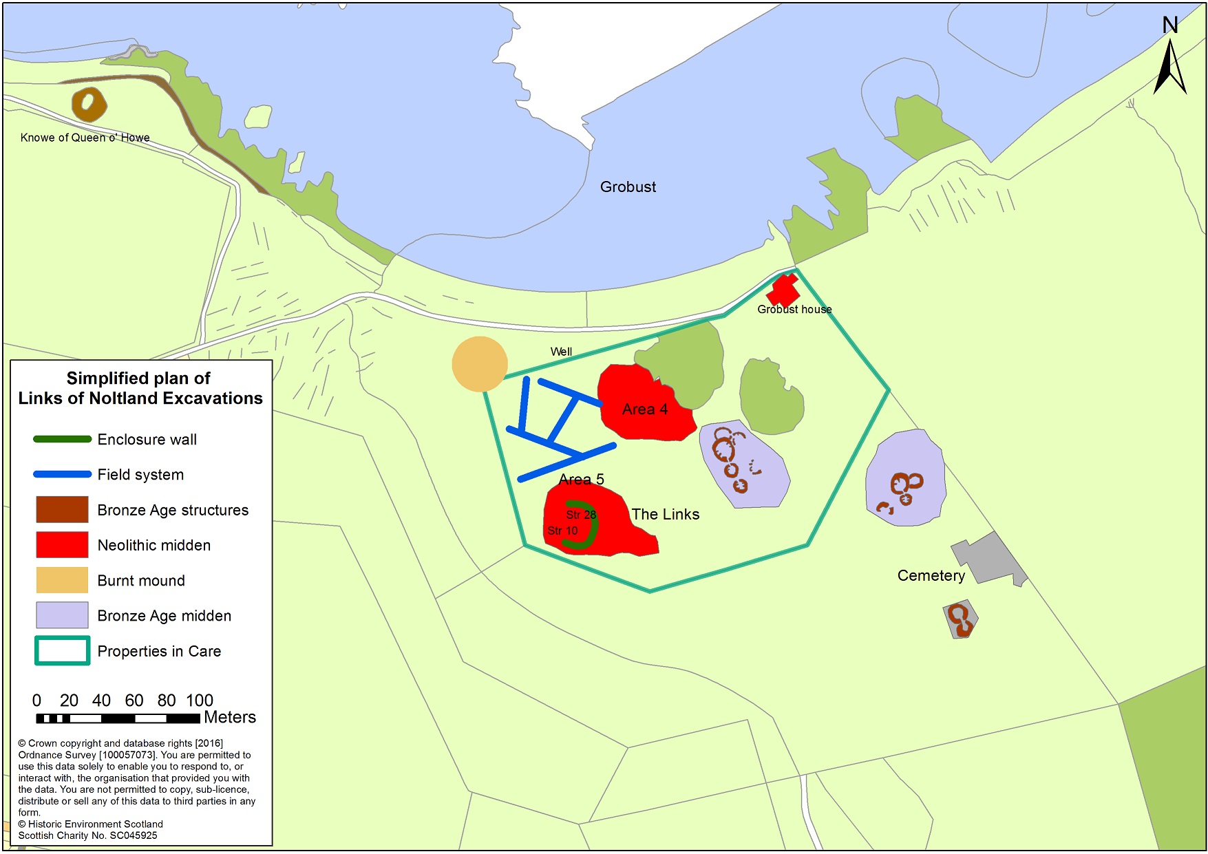 Map of the Links of Noltland excavation site