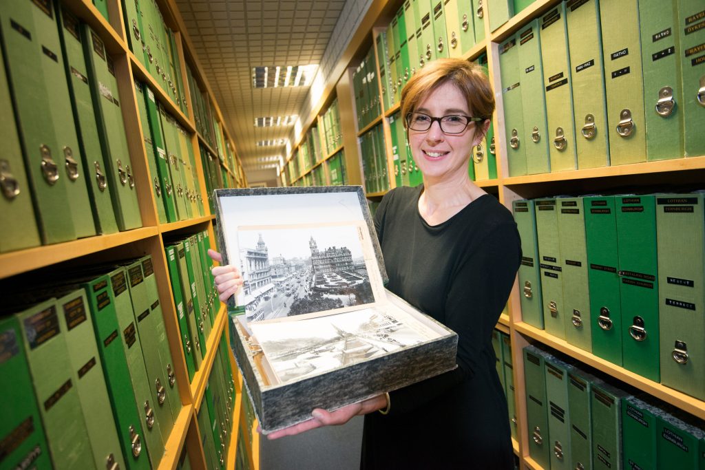 Clare Sorensen with some of the images on display at John Sinclair House this Doors Open Day