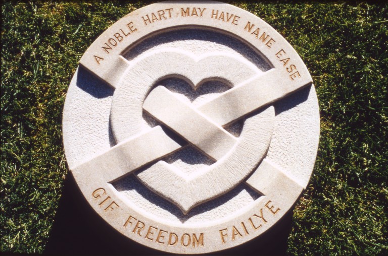 A stone slab covering the grave of Robert the Bruce's heart