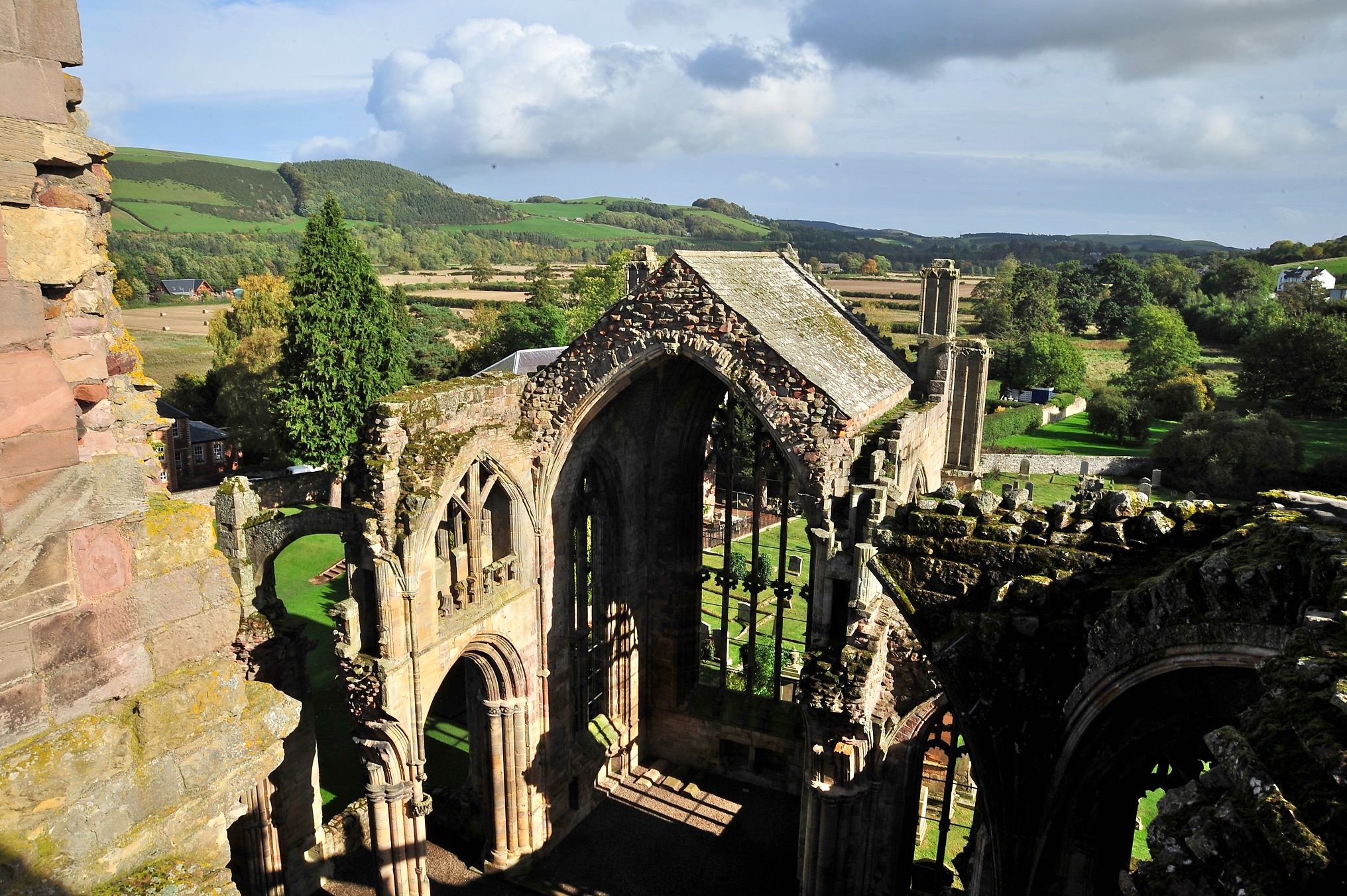 A view of Melrose Abbey from a tower