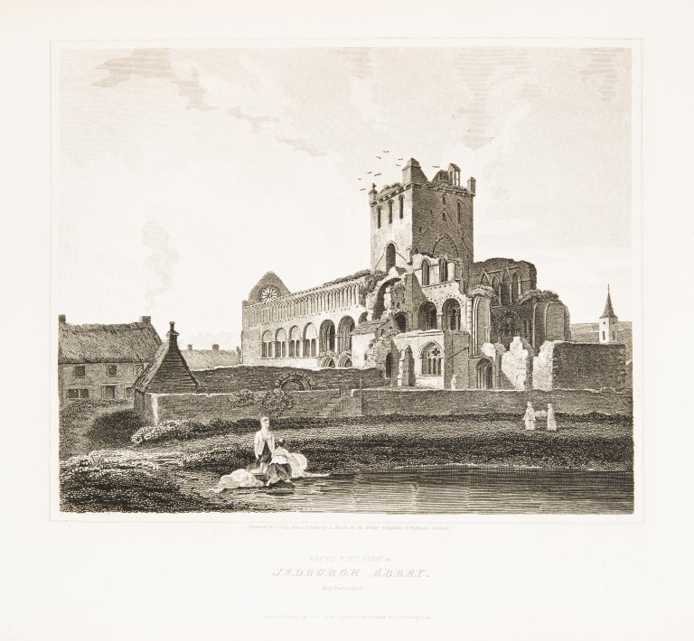 An illustration of Jedburgh Abbey, from Scott’s Antiquities of the Scottish Border, 1814