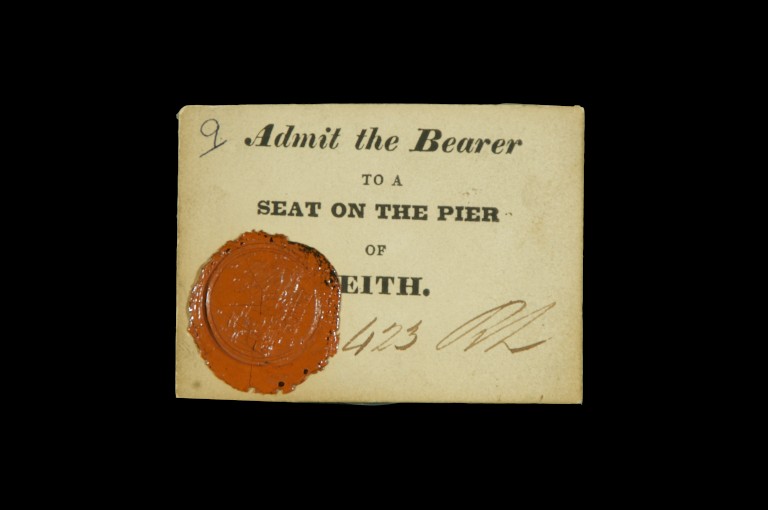 This ticket, admitted ‘the bearer’ to a seat on the pier of Leith to watch the landing of the King on Scottish soil