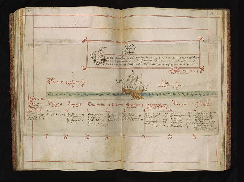 open book showing a diagram of a boat
