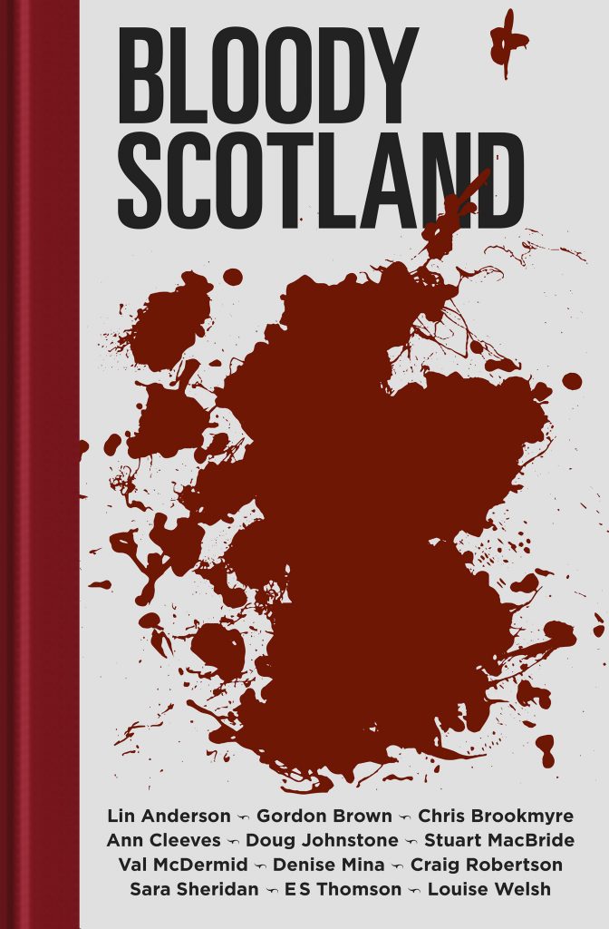 white book cover with red blood stain in the shape of scotland