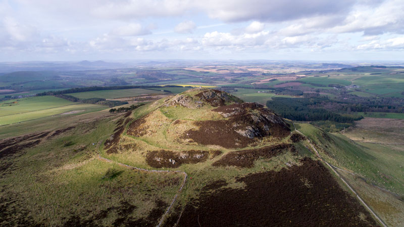 aerial view of an ancient fort in the Scottish Borders
