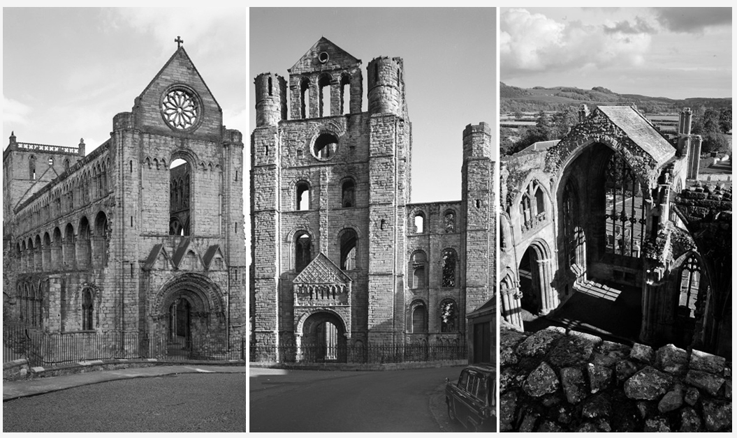 three pictures of medieval abbeys
