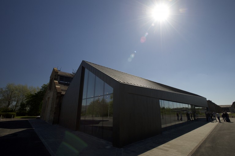 black building under a blue sky