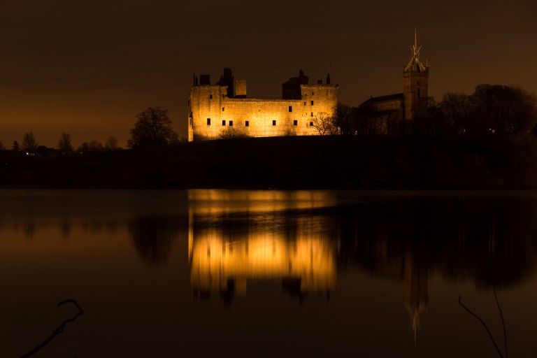 palace lit up at night