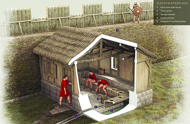 Reconstruction drawing of the latrines in Bearsden
