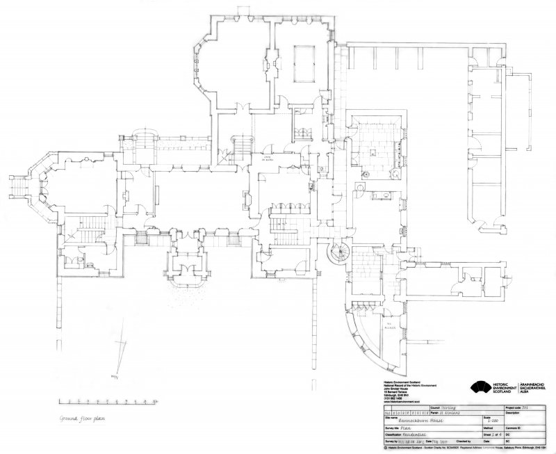 black and white drawing showing floor plan of building