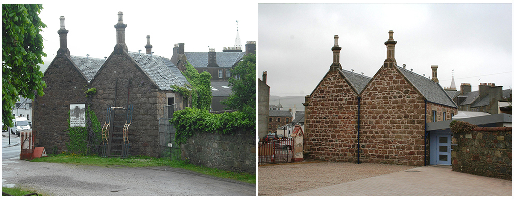 before and after images of a building after conservation work