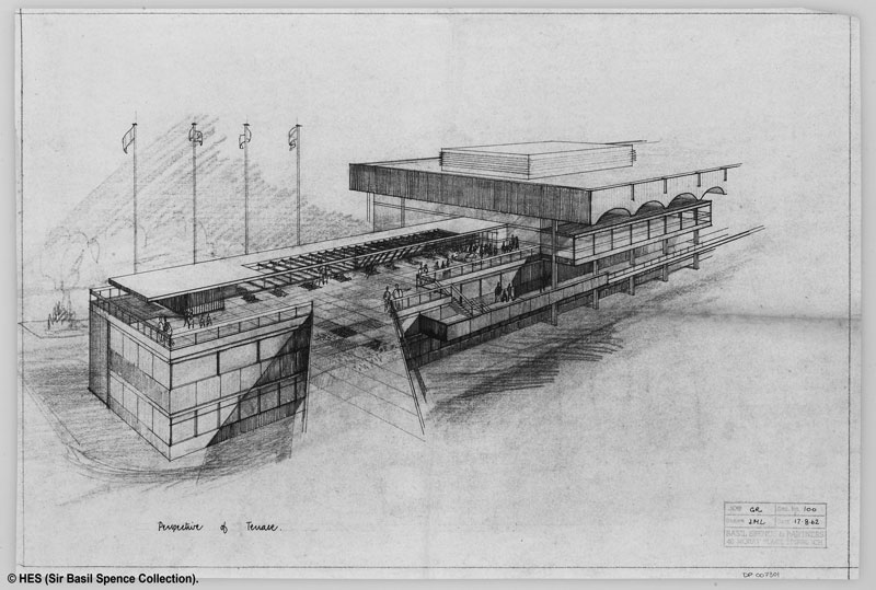 Original design sketch showing perspective of Glasgow Airport's viewing terrace