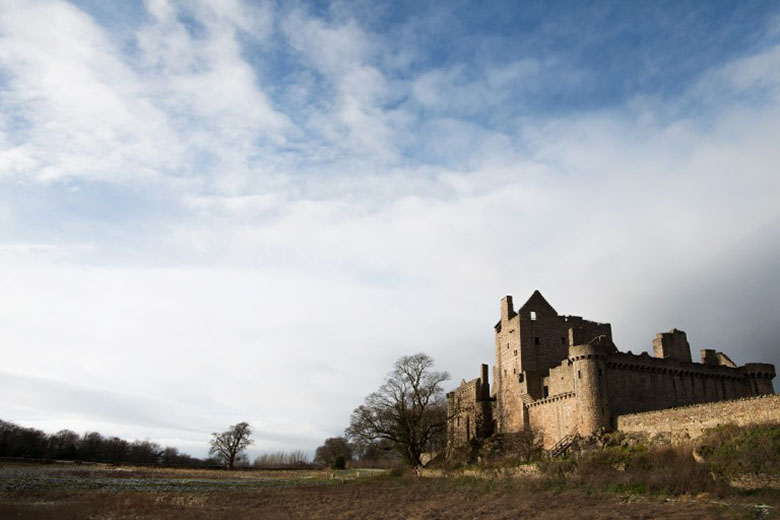 A view of Craigmillar Castle, venue for Spotlight on Mary. The photo is taken from a field outside the castle.