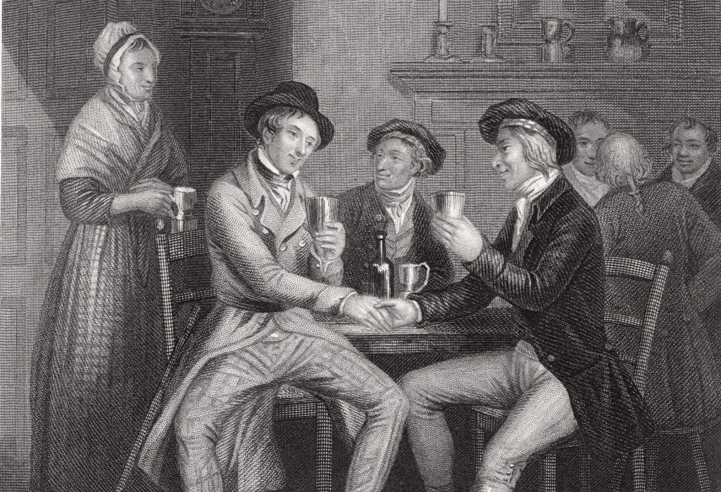 Illustration to Robert Burns' poem Auld Lang Syne by J.M. Wright and Edward Scriven