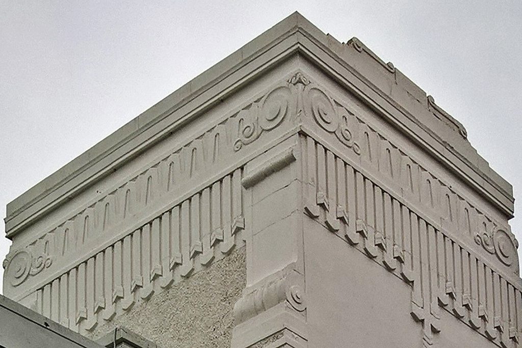 art deco detail on tower of Castlebrae Business Centre
