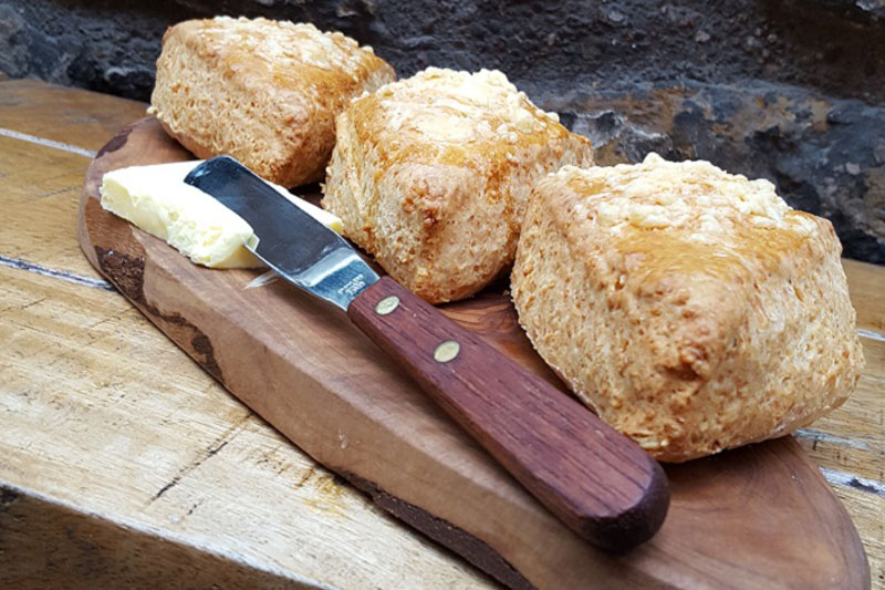 Image of a cheese scone platter with butter