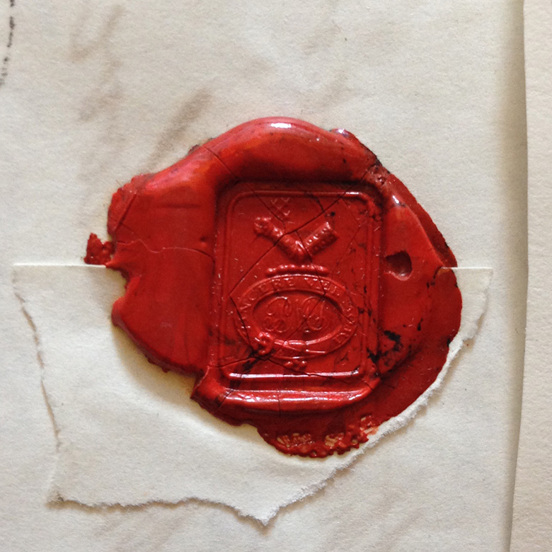 A letter seal made from red wax