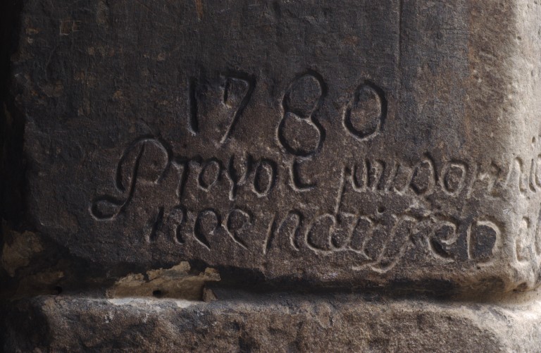 Graffiti on the entrance to the French Prisons at Edinburgh Castle.