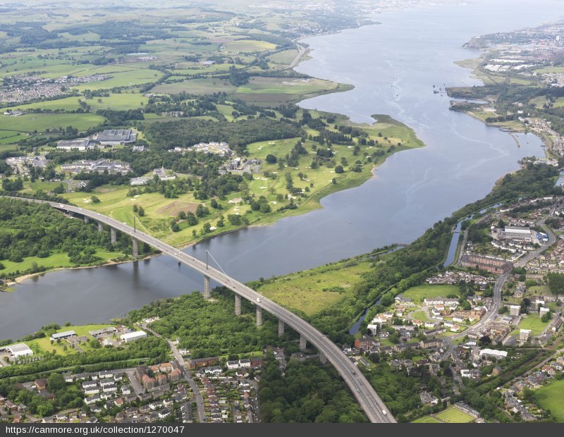 An aerial view of the Erskine Bridge