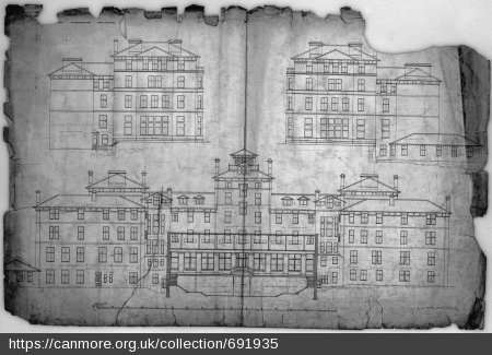 Archive image of the plans for the Craiglockhart campus building