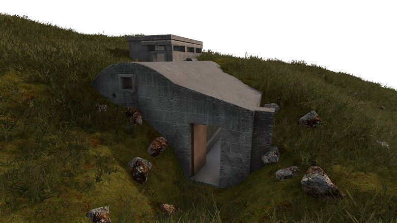 A virtual reality representation of a World War Two defense structure in Shetland