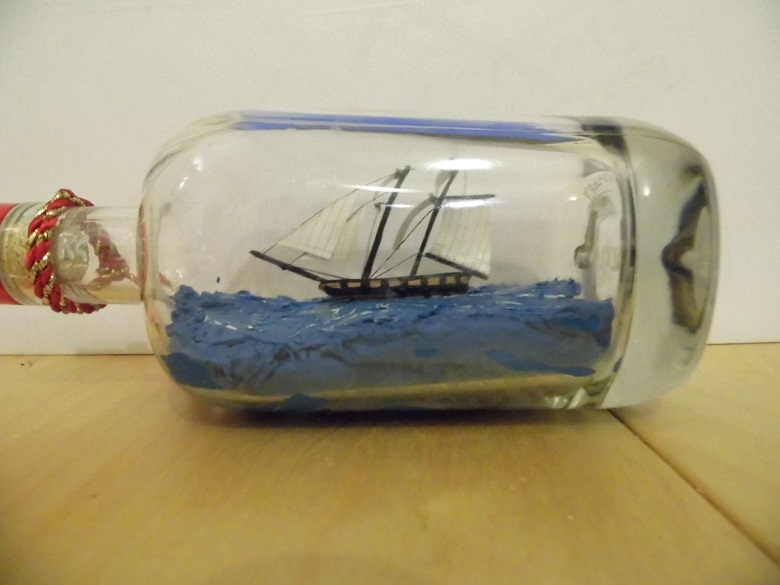 A model ship inside a small bottle