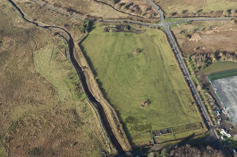 Aerial view of a former airfield 