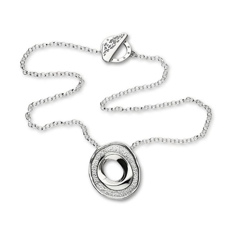 Marketing shot of a silver necklace