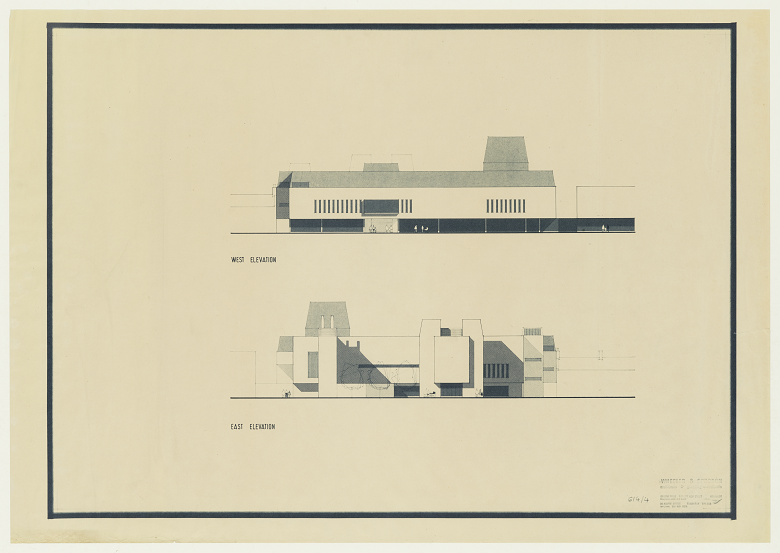 Archive copy of architect's plans for a civic centre 