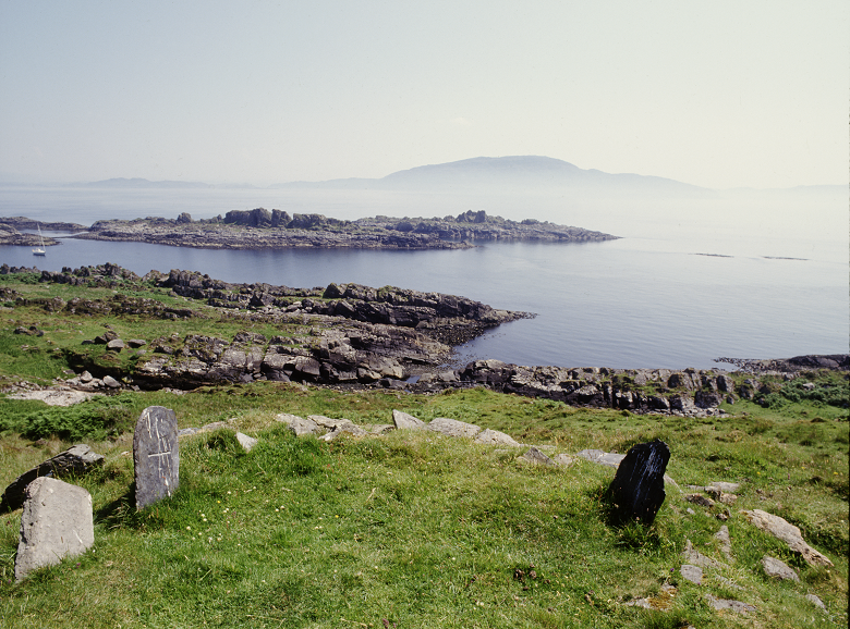 An ancient burial site close to the shoreline on an isolated island