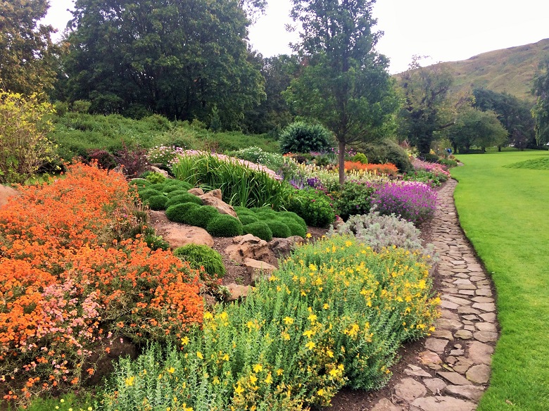 A border of flowers in the Holyrood Palace garden