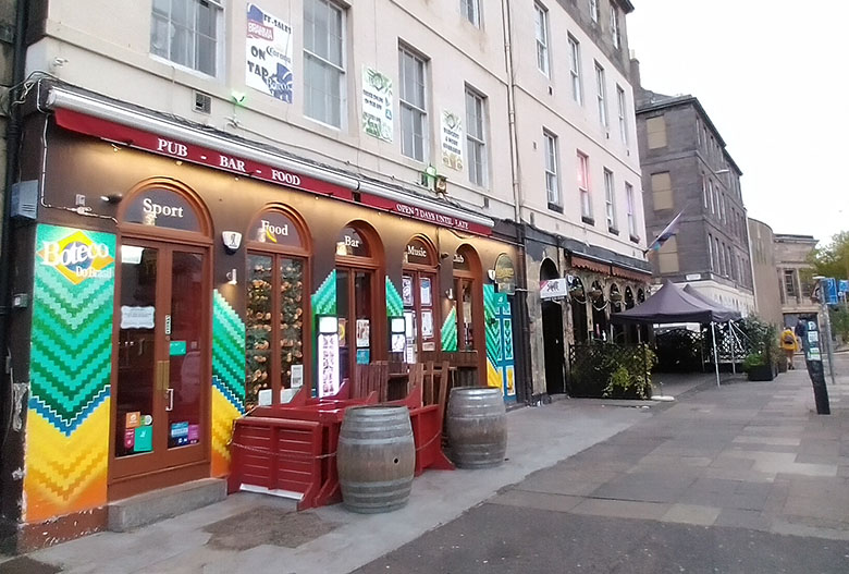 A view of Georgian shop fronts, now bars and restaurants
