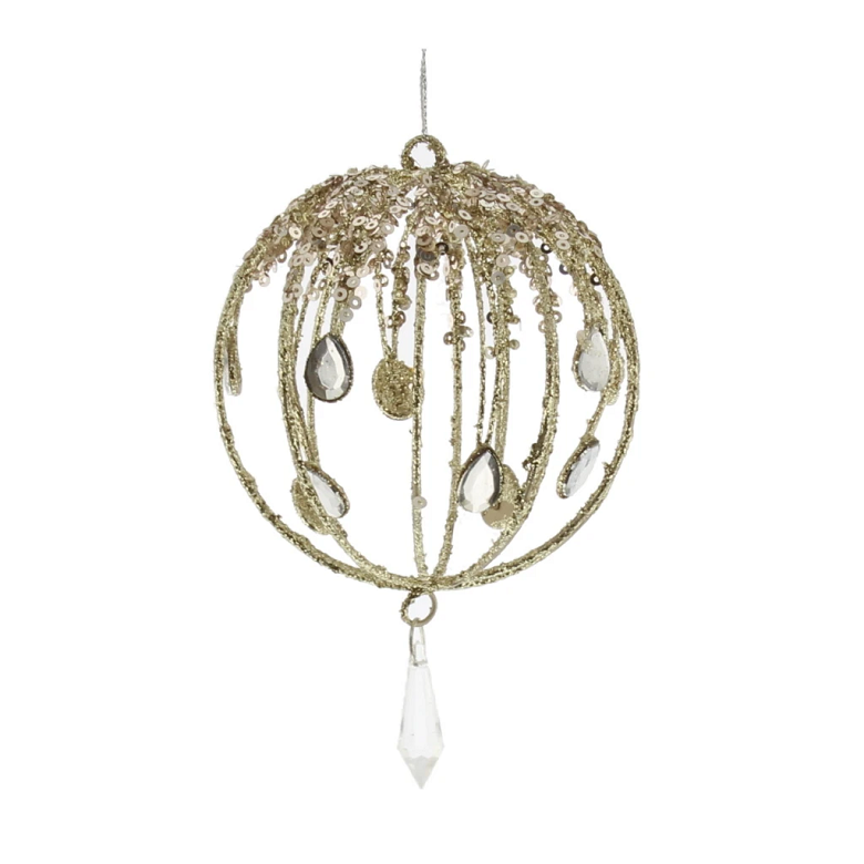 a christmas bauble with clear jewels