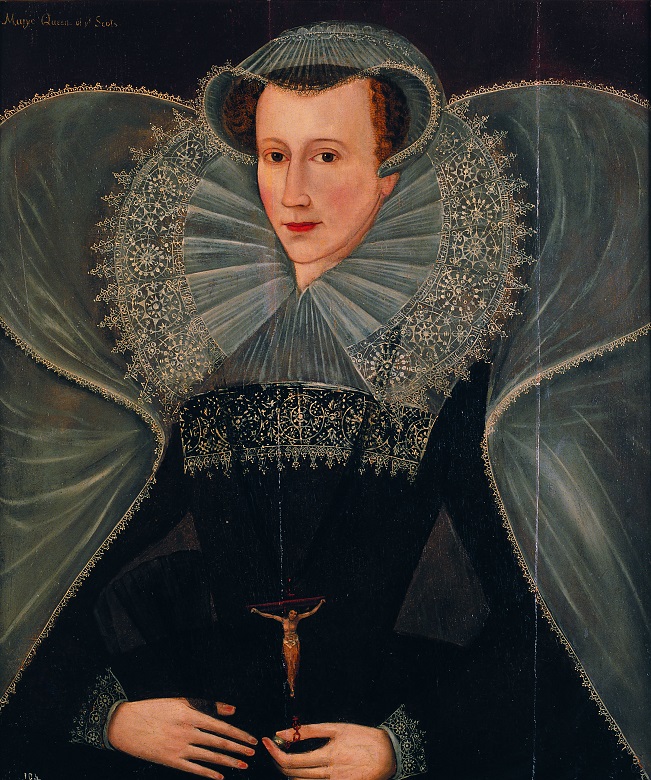 A portrait of a woman wearing a large, elaborate ruff and dress