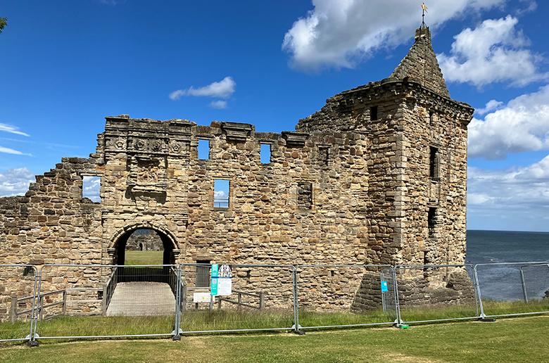 exterior of st andrews castle with metal fencing