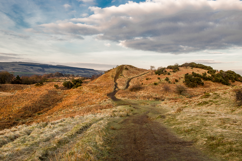 A path leading up a hill which was once used as a fort