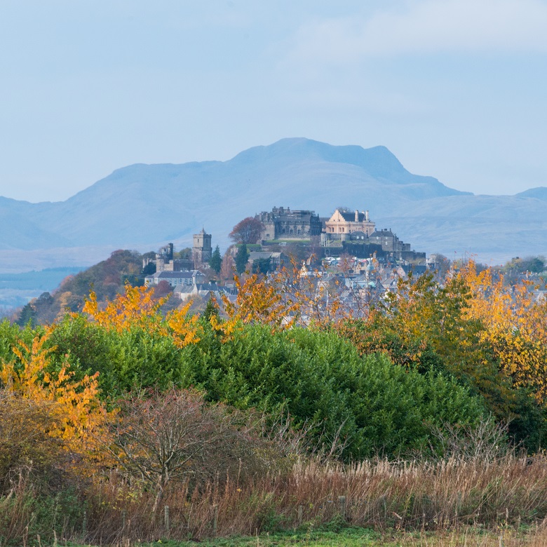 Distant view of Stirling Castle.