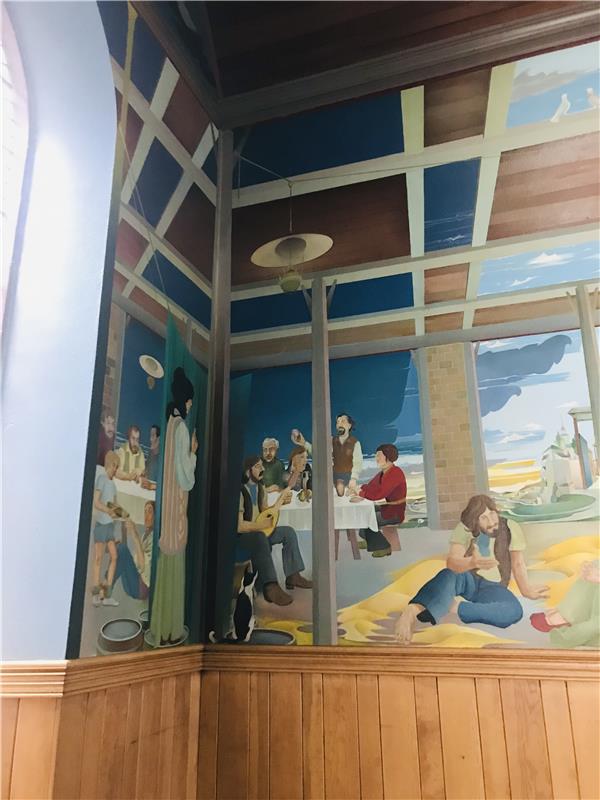 A photo of the mural at the Greenbank Church
