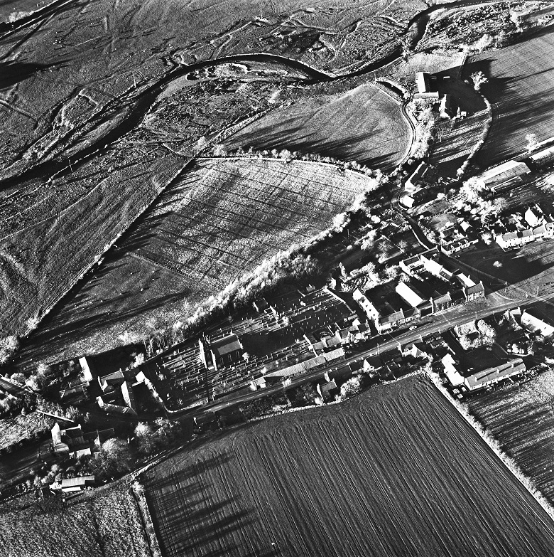 aerial view of the village of Kirk Yetholm