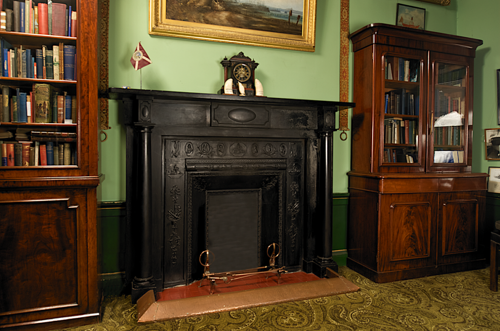A photo of the bookcase in the Master's Room at Trinity House