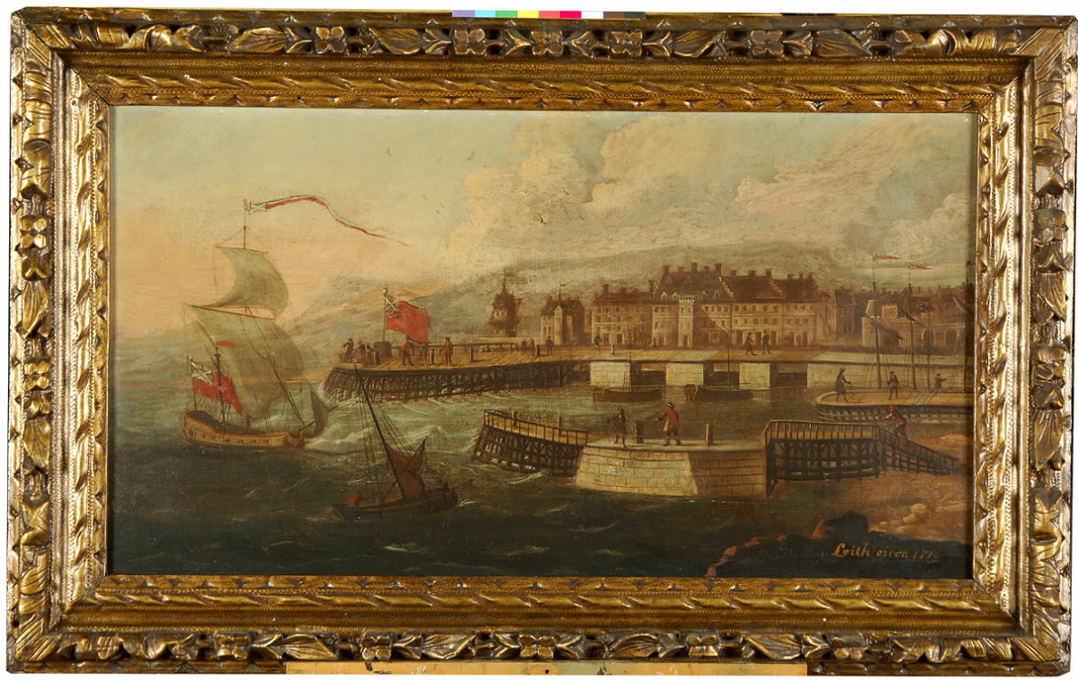 A photo of ther painting 'A view of Leith with Galleon' at Trinity House.